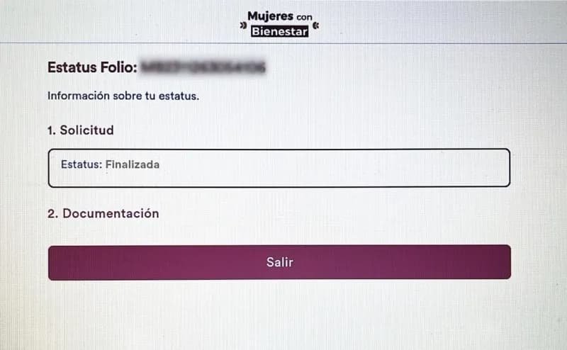 ¿Qué significa solicitud concluida en Mujeres con Bienestar?