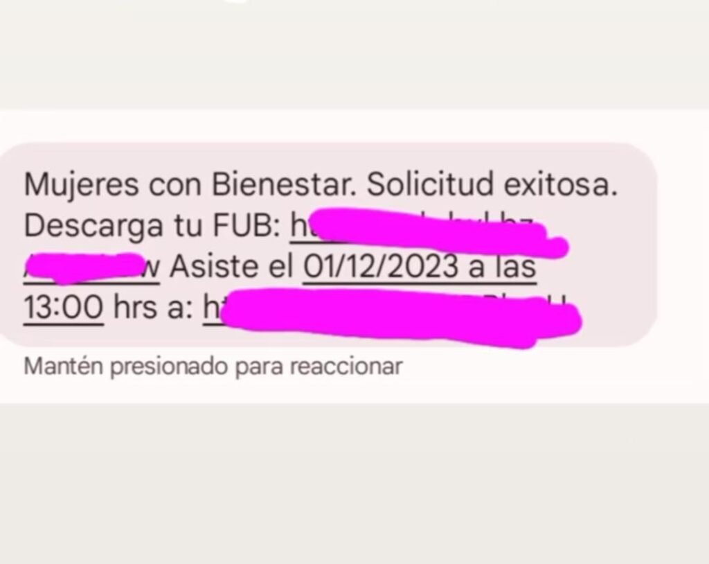 Mensaje Mujeres con Bienestar